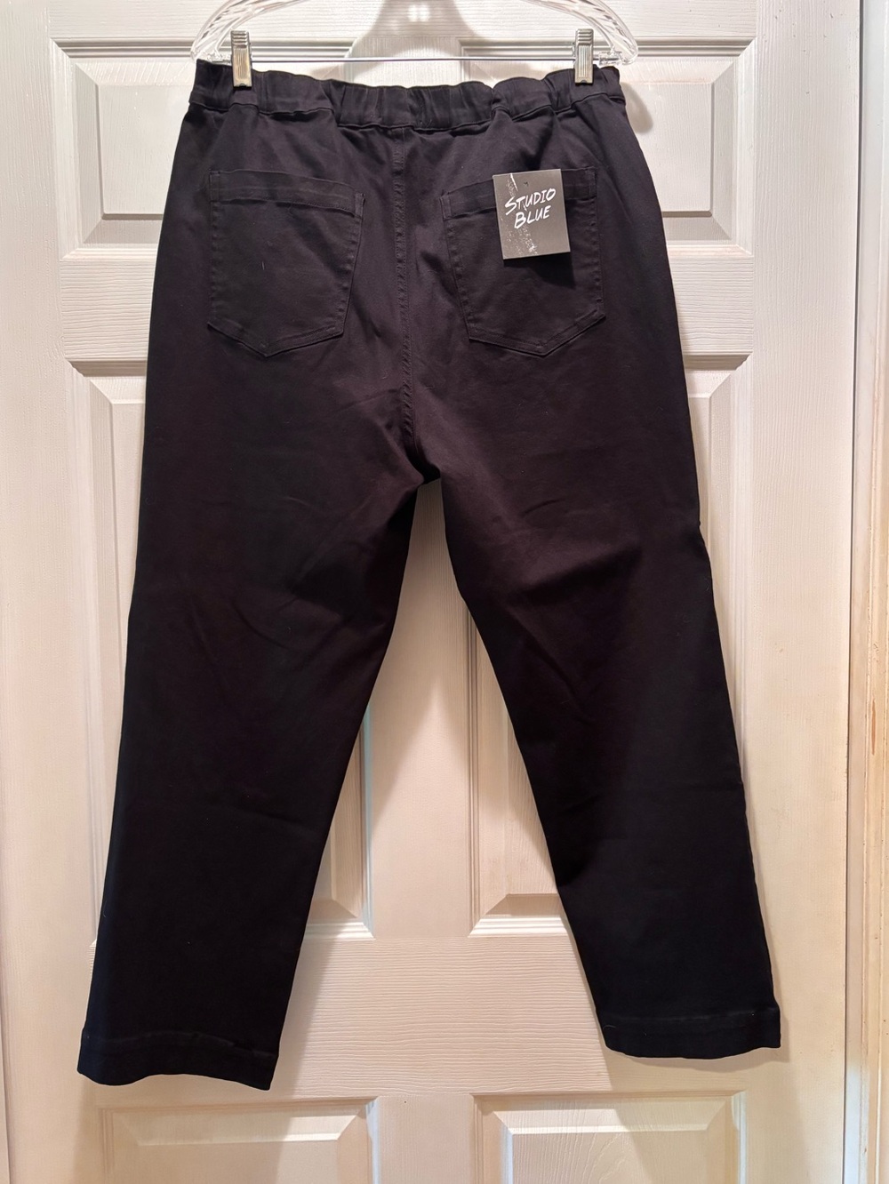 Studio Blue Dark Navy Elastic Waist Straight-Leg Pants